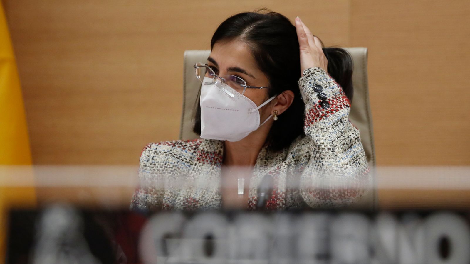 Carolina Darias durant la compareixença en la Comissió de Sanitat i Consum del Congrés dels Diputats