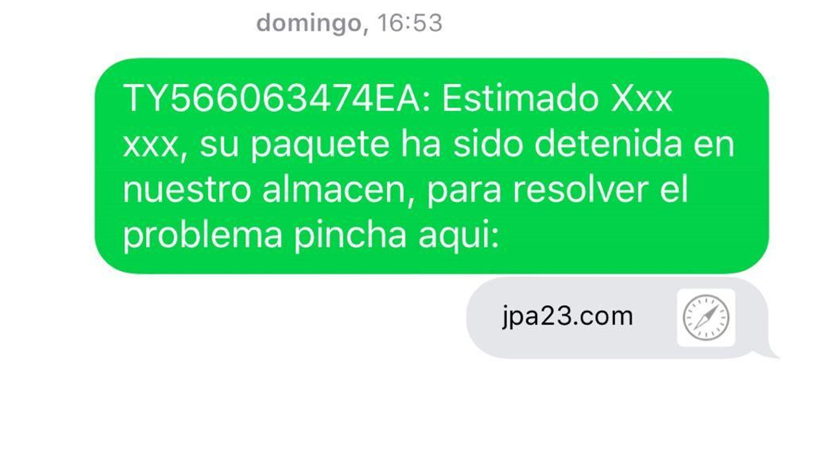 Tipic missatge d'intent de frau cibernètic