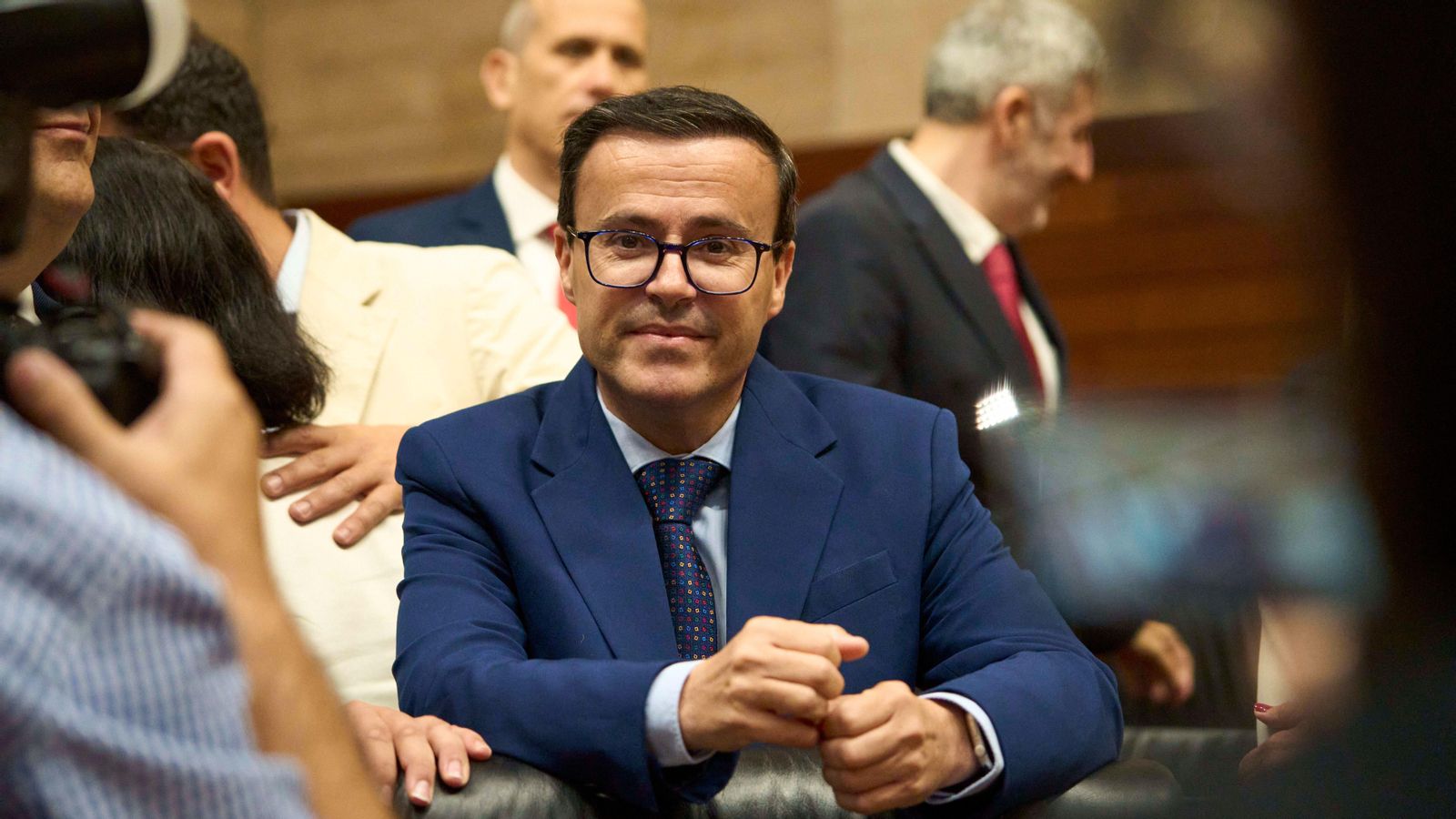 El secretari general del PSOE d'Extremadura, Miguel Ángel Gallardo, en un plenari