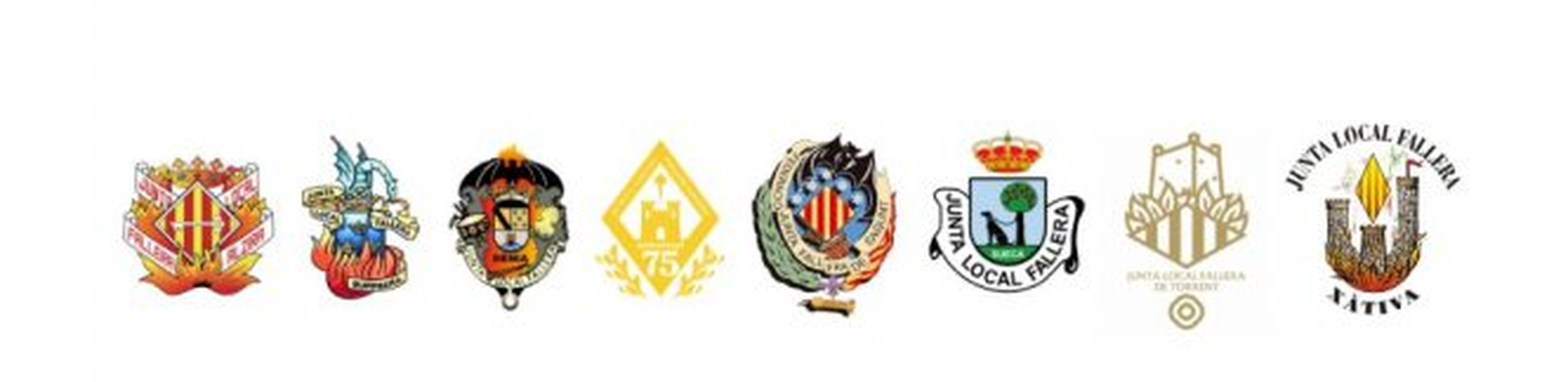 Escuts de les huit agrupacions falleres del G8