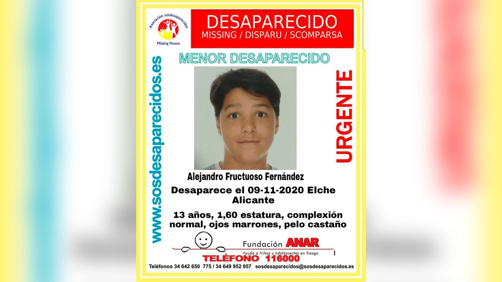 Busquen un xiquet de 13 anys desaparegut dilluns a Elx