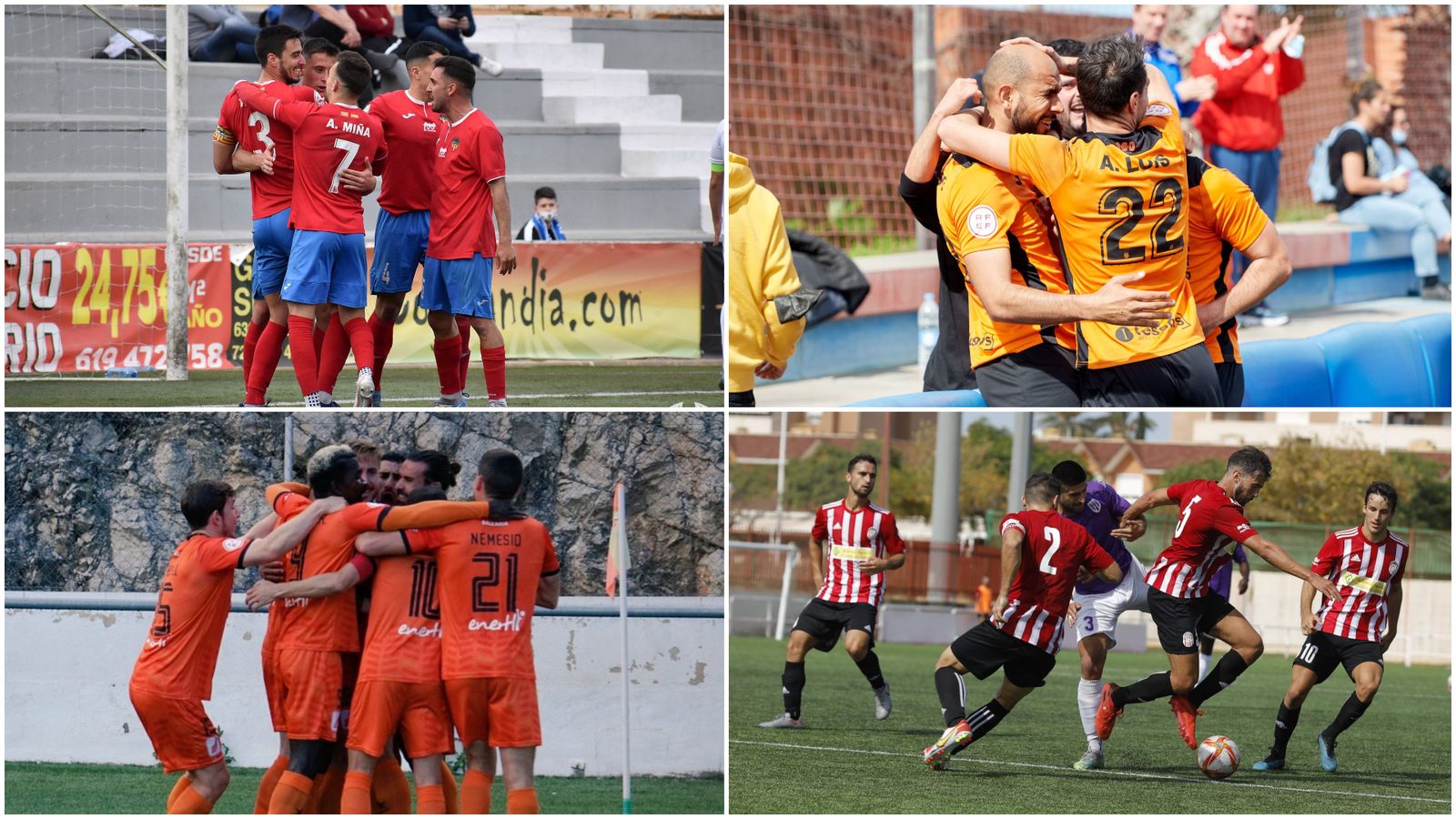 Jugadors de l'Atlètic Saguntí, el Torrent, l'Atzeneta i l'Acero