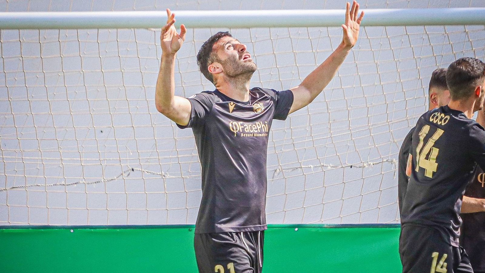 Benjamín Martínez celebra el gol del triomf de l'Intercity