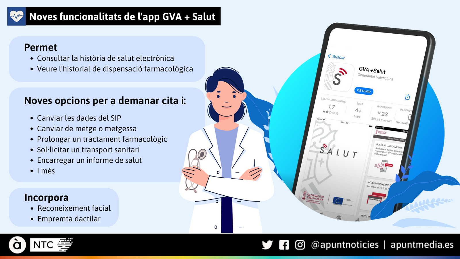 Noves funcionalitats de l'app GVA+Salut