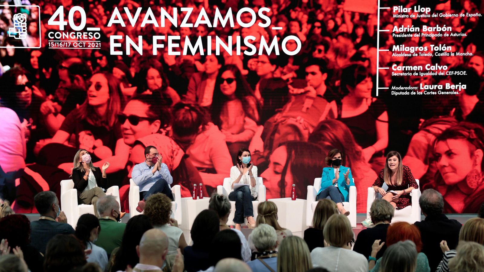 La taula redona "Avancem en feminisme", amb la presència de l'exvicepresidenta Carmen Calvo, la primera jornada del 40 Congrés Federal del PSOE