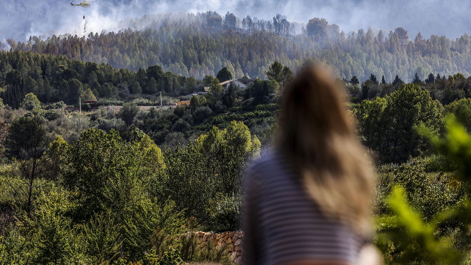 Un moment de la lluita contra el foc a Simat de la Valldigna