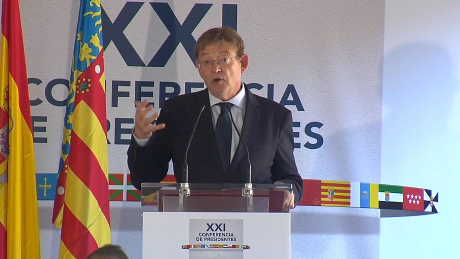 El president de la Generalitat, Ximo Puig, durant la roda de premsa posterior a la conferència de presidents