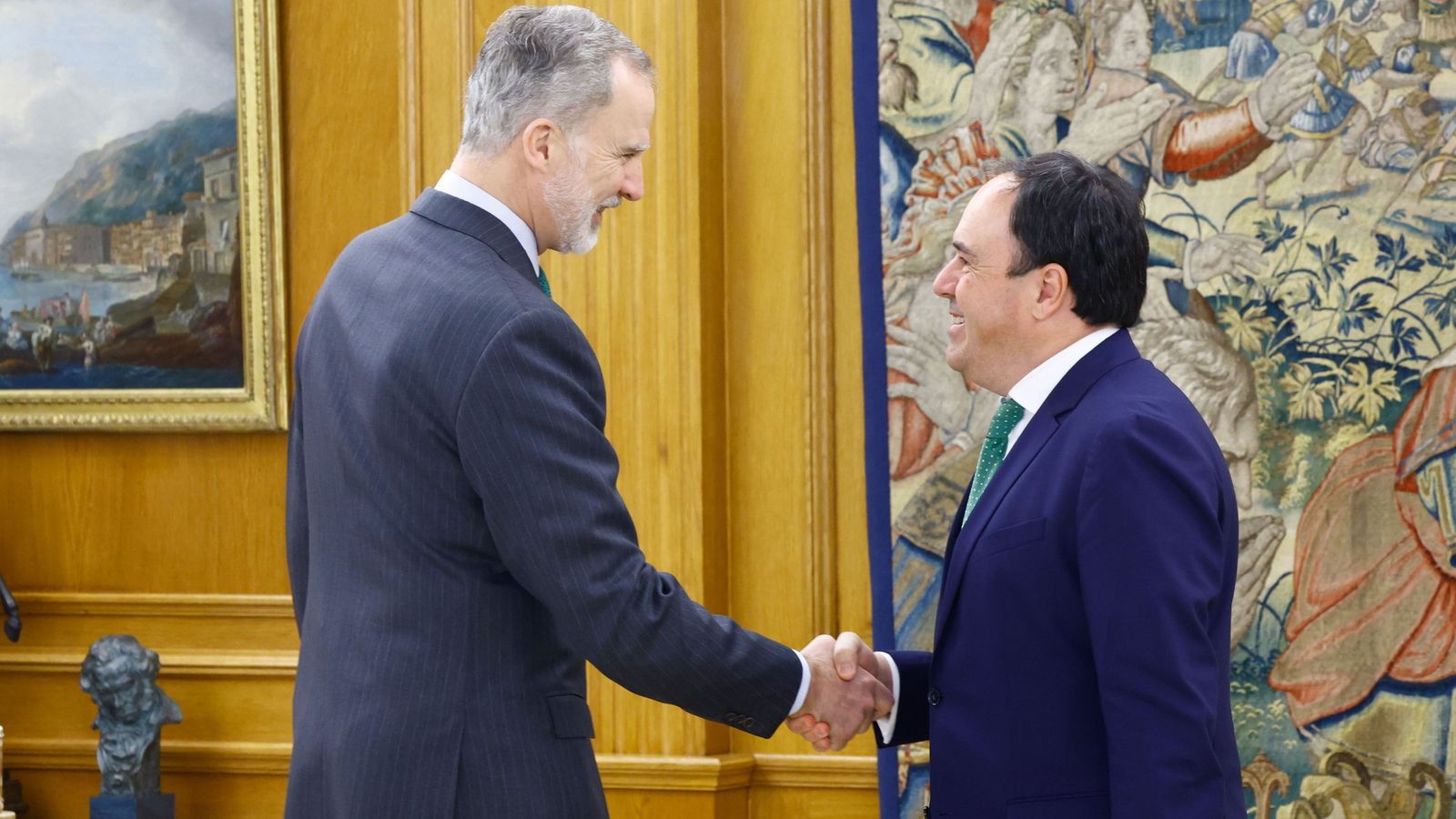 El rei Felip VI rep en audiència el president de la Generalitat, Juanfran Pérez Llorca, amb motiu del seu nomenament en el càrrec