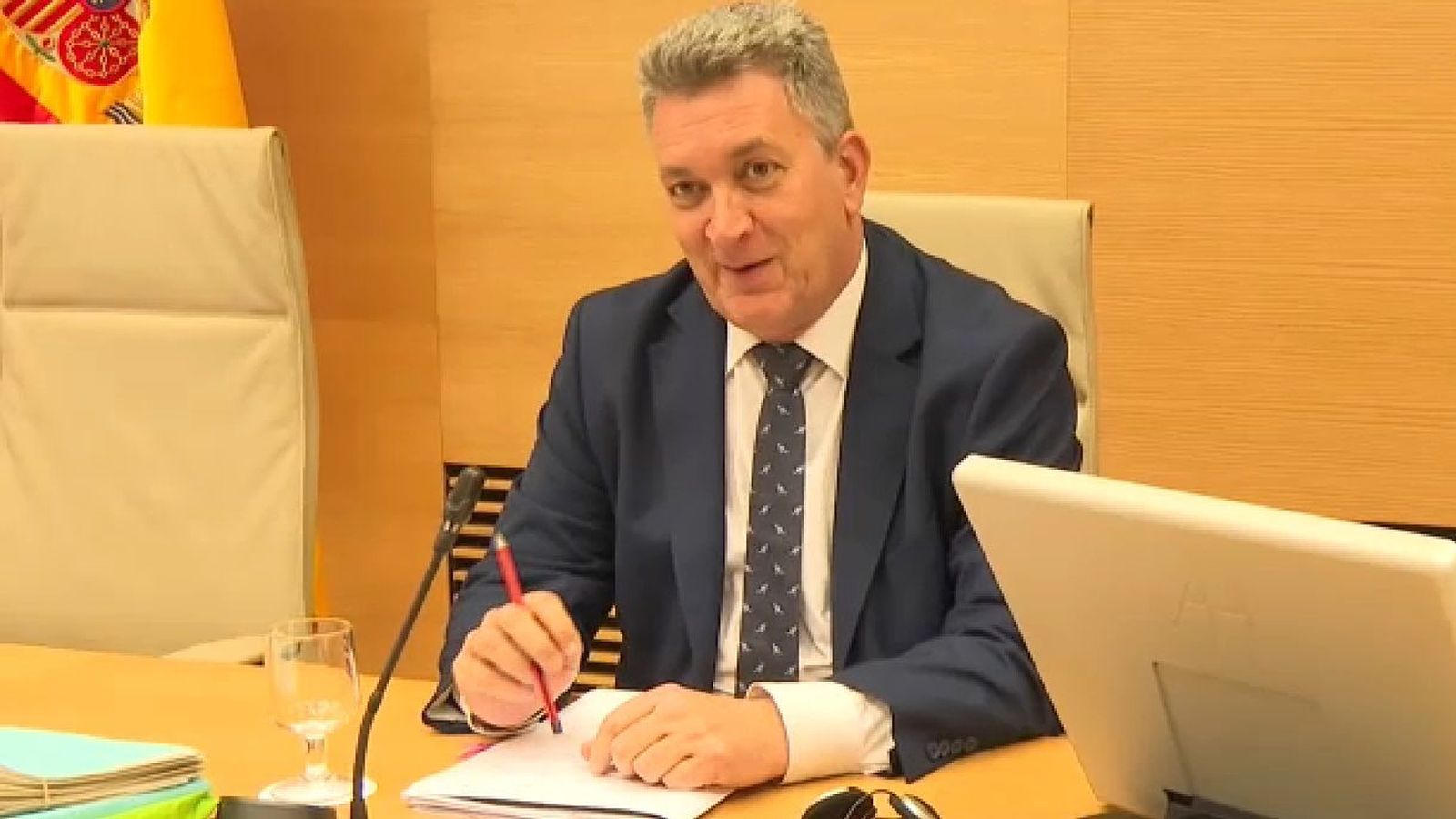 El vicepresident tercer i conseller d’Infraestructures, Vicente Martínez Mus, este dilluns davant de la comissió del Congrés dels Diputats que investiga la gestió de la dana