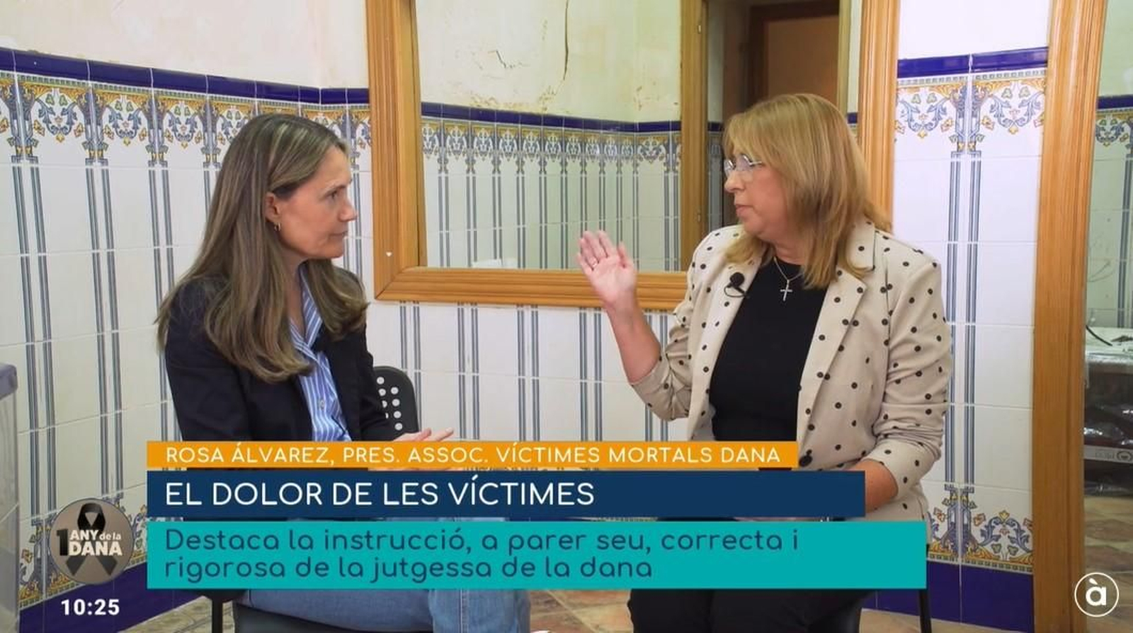 Programa especial 1 any de la dana entrevista de Carme Domingo a Rosa Álvarez.