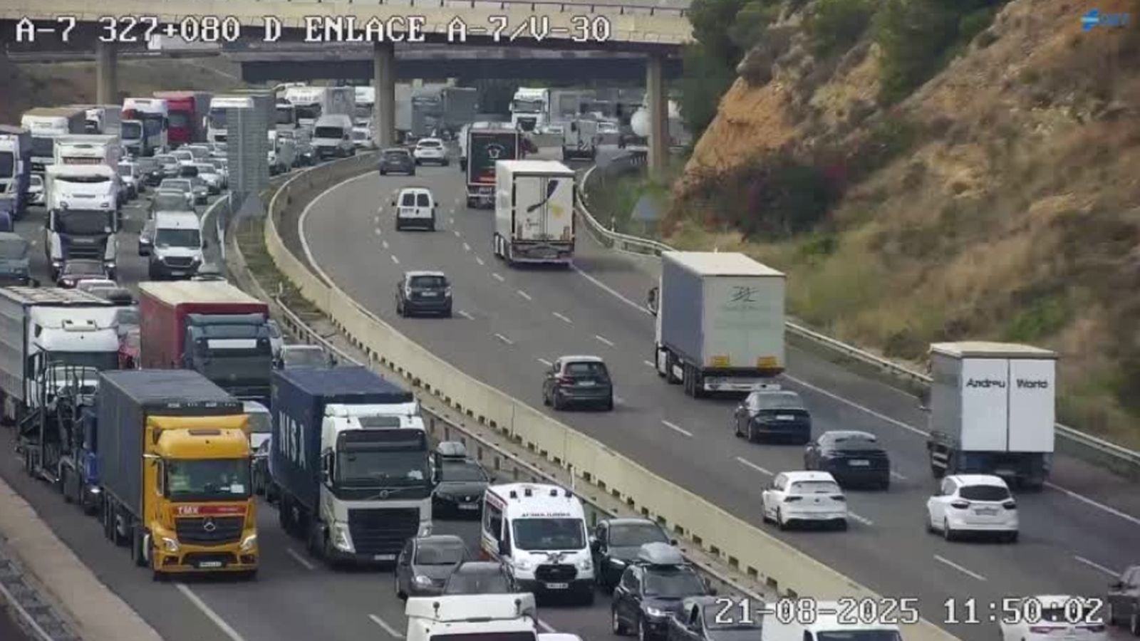 Accident registrat a l'A-7, a l'altura de Paterna
