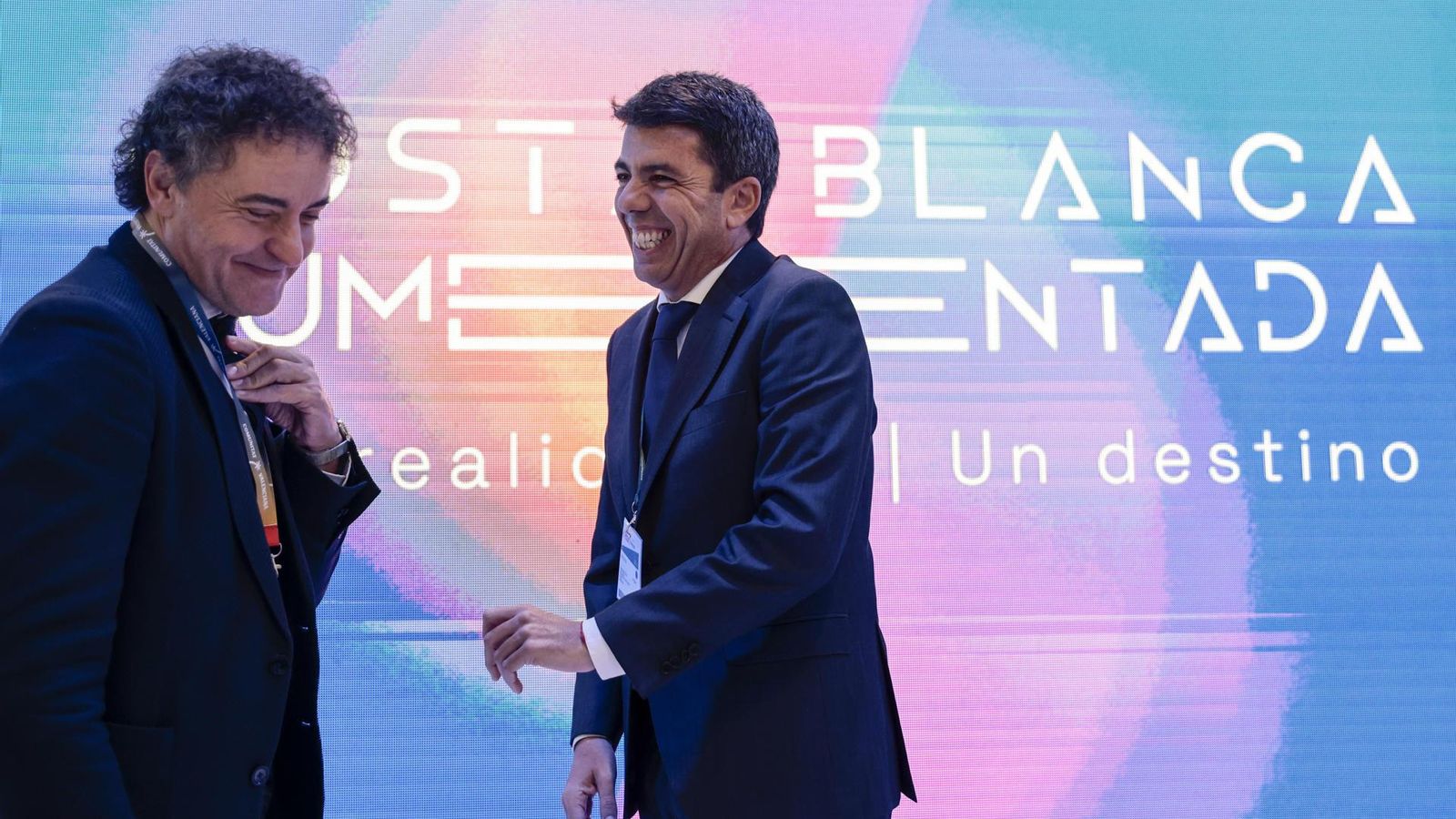 El secretari autonòmic, Fransesc Colomer, i el president de la Diputació d'Alacant, Carlos Mazón aquest dimarts a Fitur