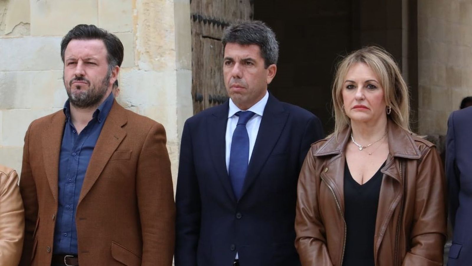 Mazón (centre), aquest divendres a Elx junt amb l'alcalde, Pablo Ruz, i la consellera Nuria Montes
