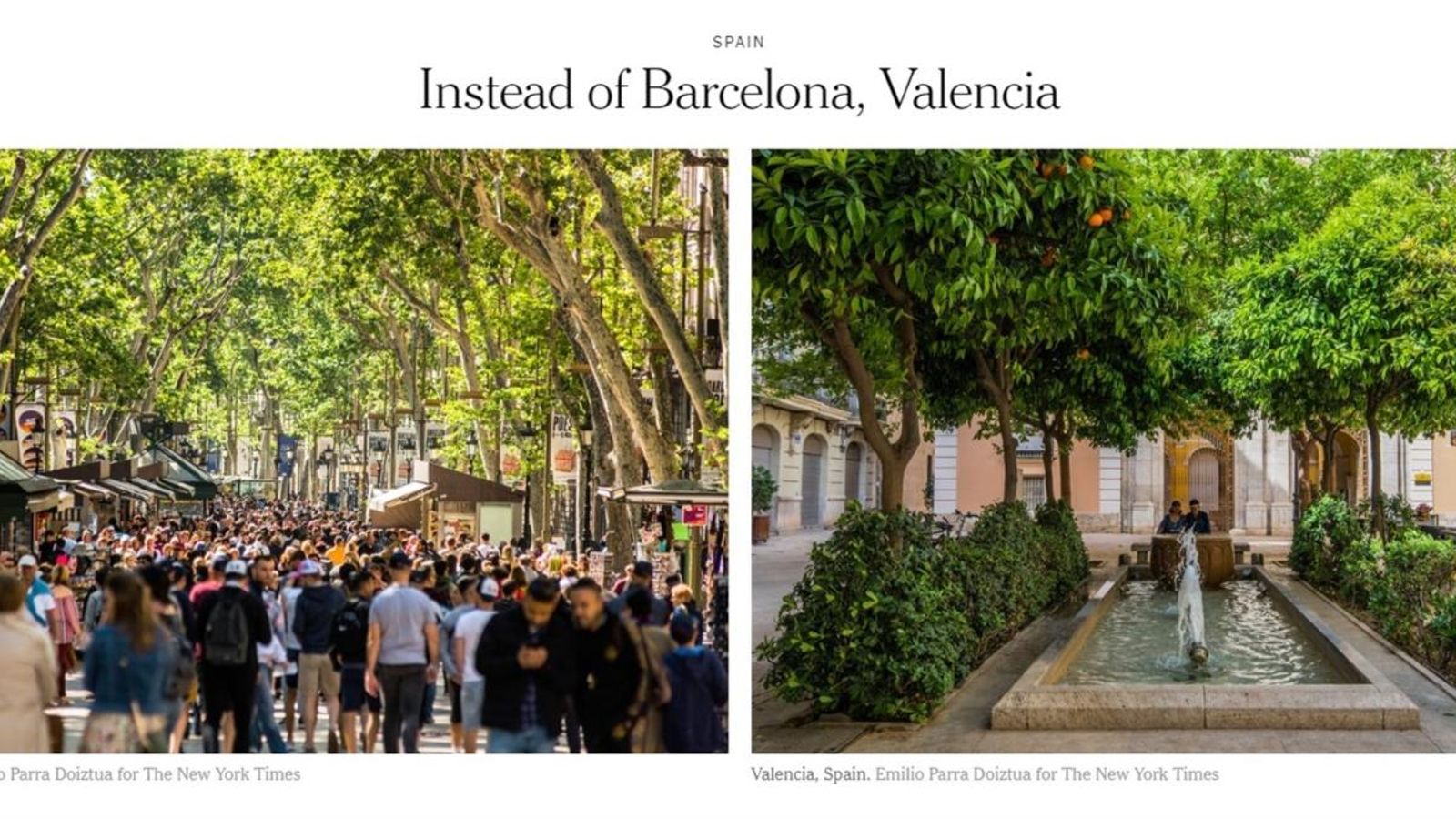 ‘The New York Times’ recomana viatjar a València en lloc de Barcelona per a \"refugiar-se\" de la massificació