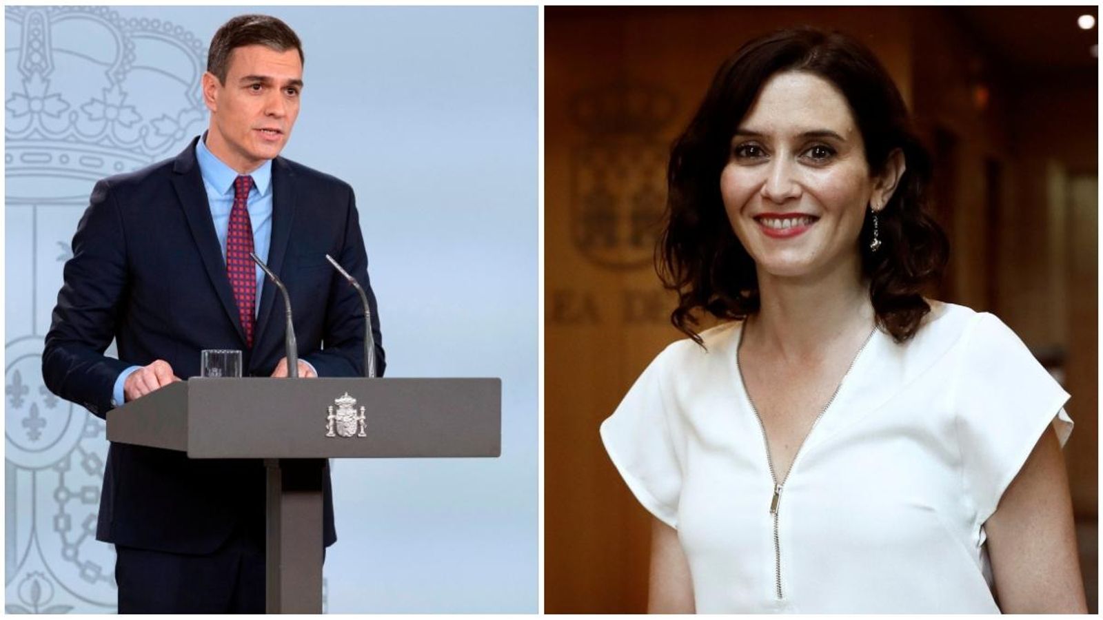 El president del govern espanyol, Pedro Sánchez, i la presidenta de la Comunitat de Madrid, Isabel Díaz Ayuso