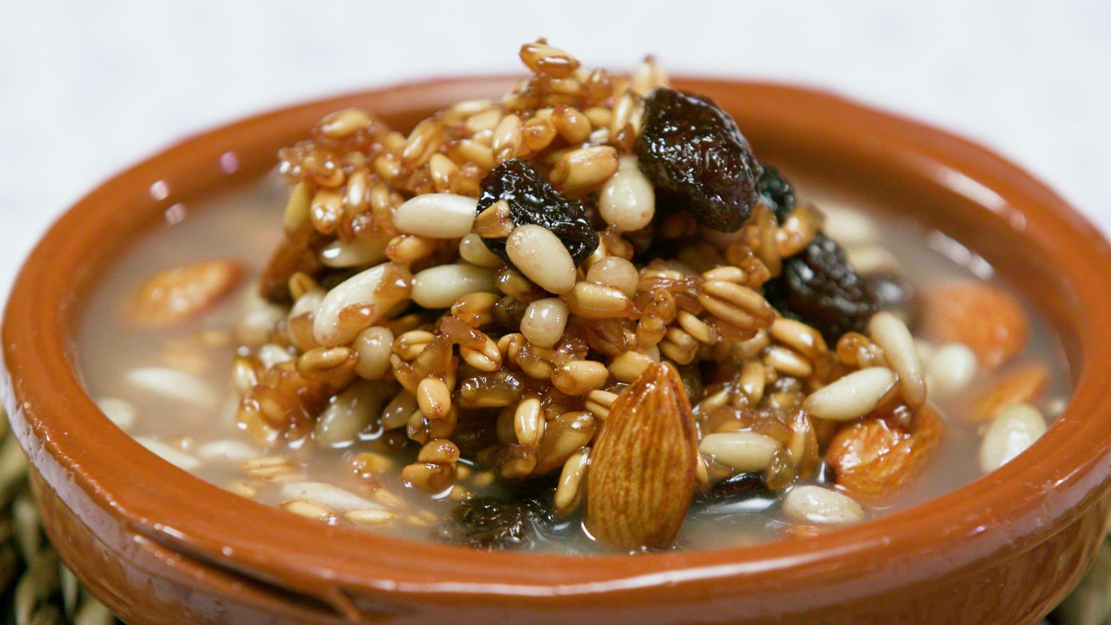 Púding de fruites, mel i espelta