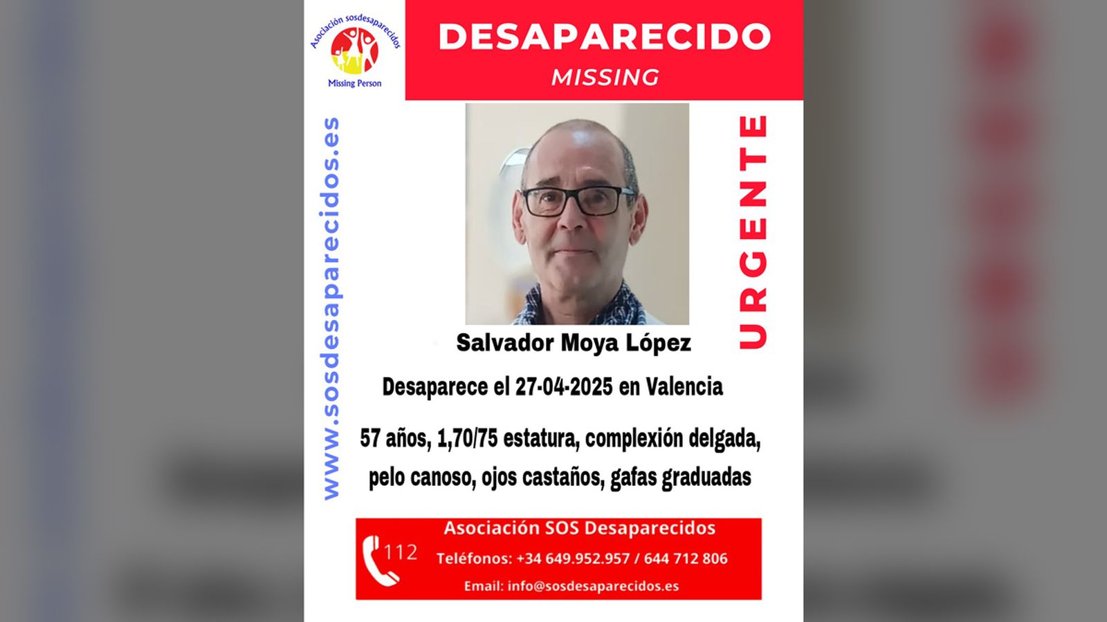Cartell amb el contacte de SOS Desapareguts
