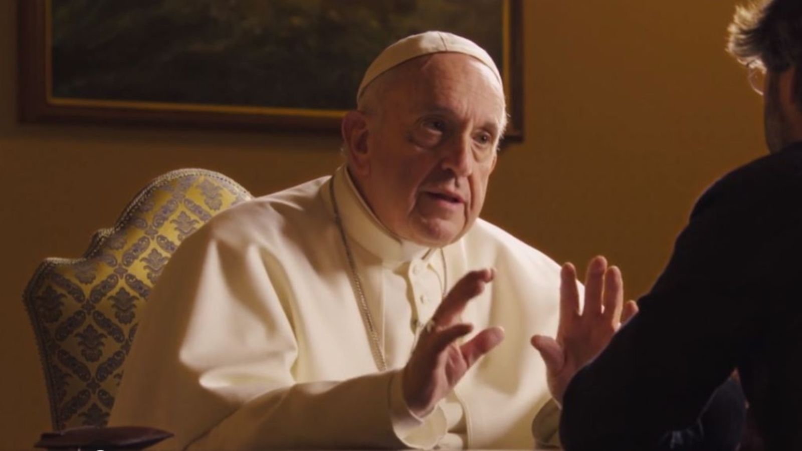 El papa Francesc durant l’entrevista amb el periodista Jordi Évole