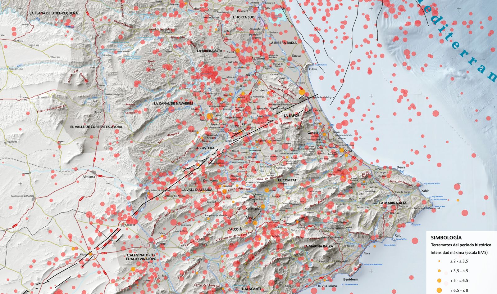 Falla activa que creua la Comunitat Valenciana