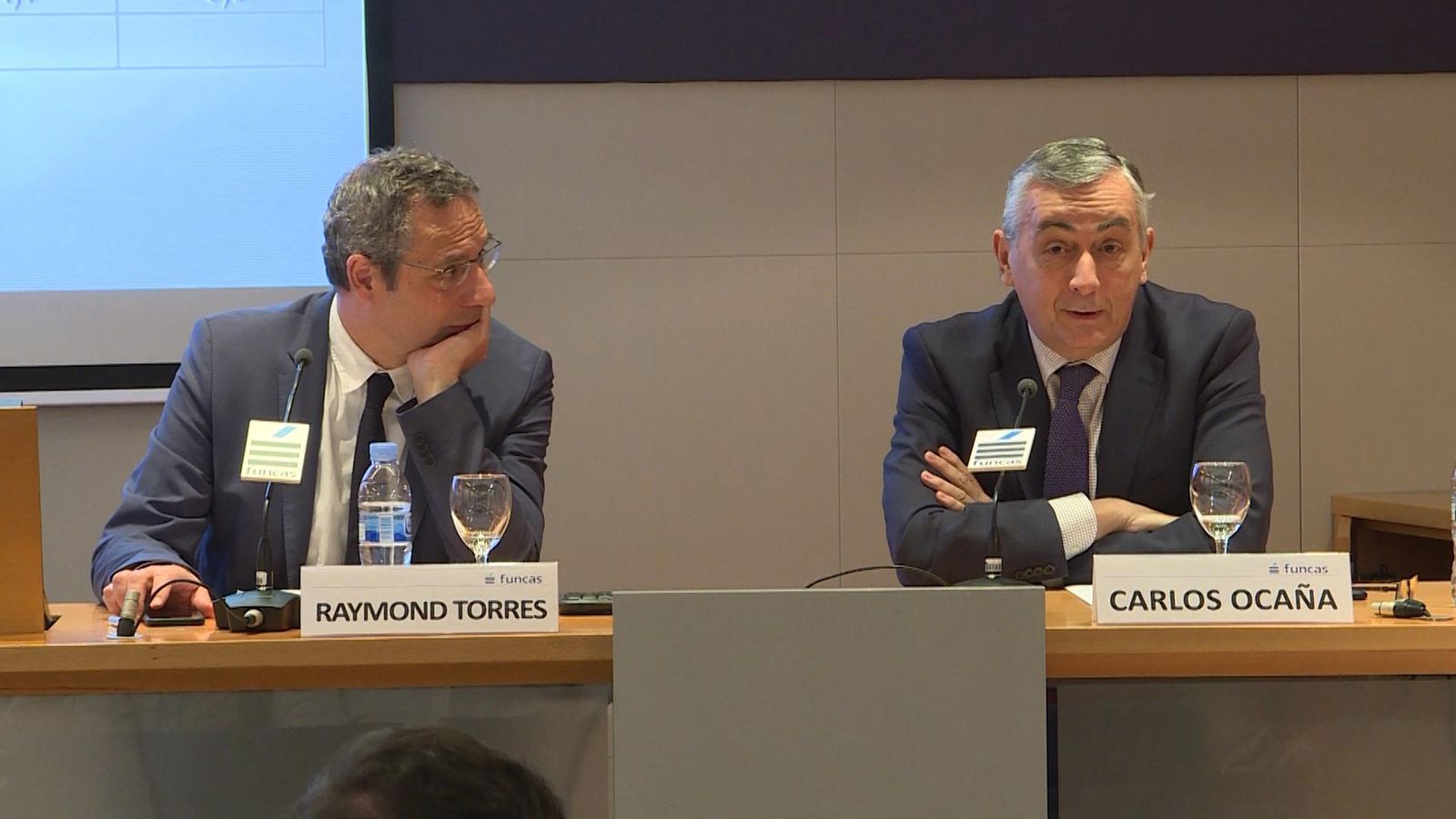 El director de Conjuntura i Economia Internacional de Funcas, Raymond Torres i el director general de Funcas, Carlos Ocaña El director de Conjuntura i Economia Internacional de Funcas, Raymond Torres i el director general de Funcas, Carlos Ocaña
