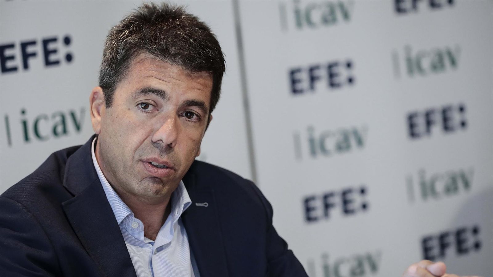 Mazón, durant els desdejunis de l'agència Efe