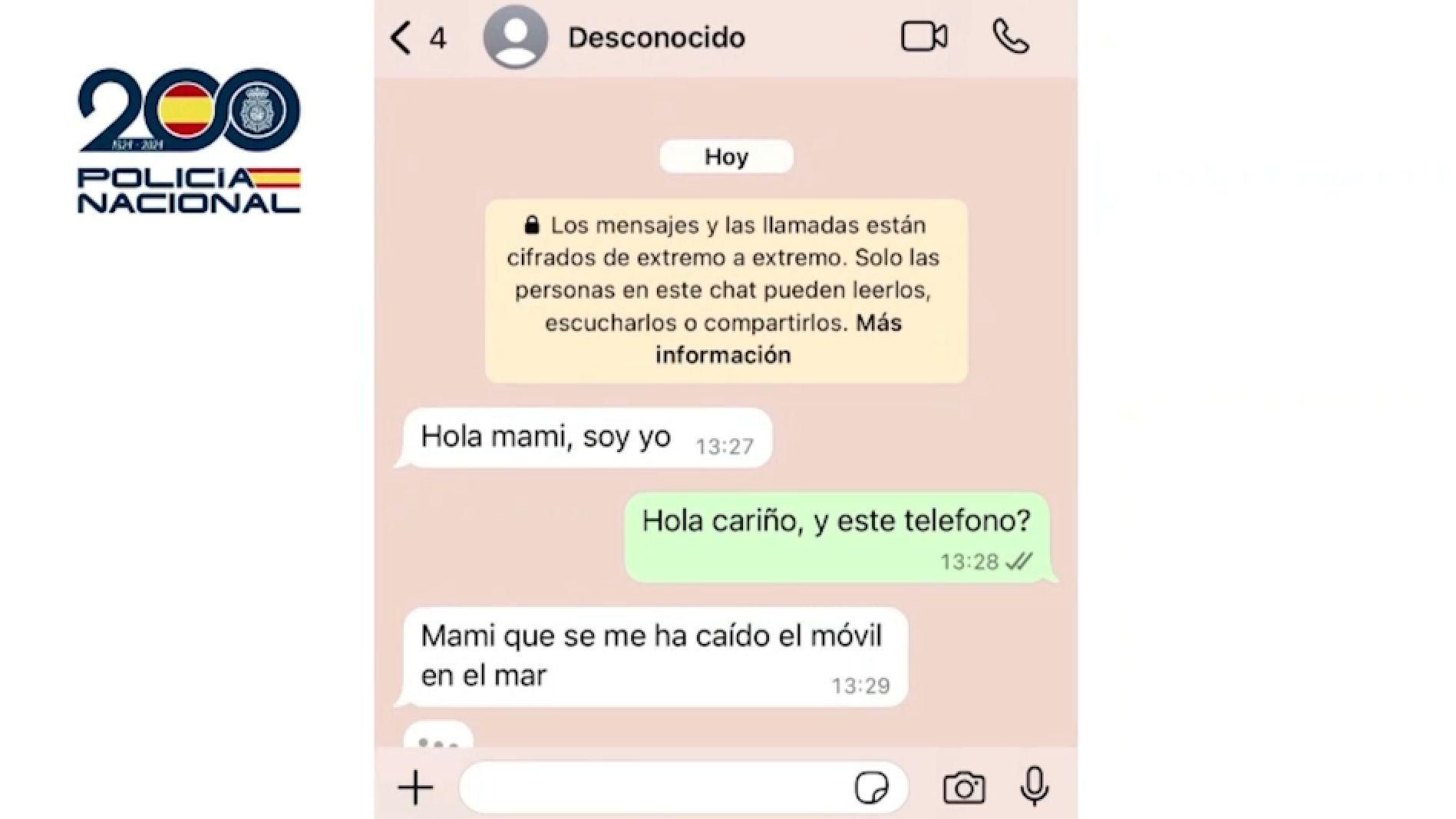 La Policia Nacional mostra un exemple de l'estafa del fill en problemes La Policia Nacional mostra un exemple de l'estafa del fill amb problemes