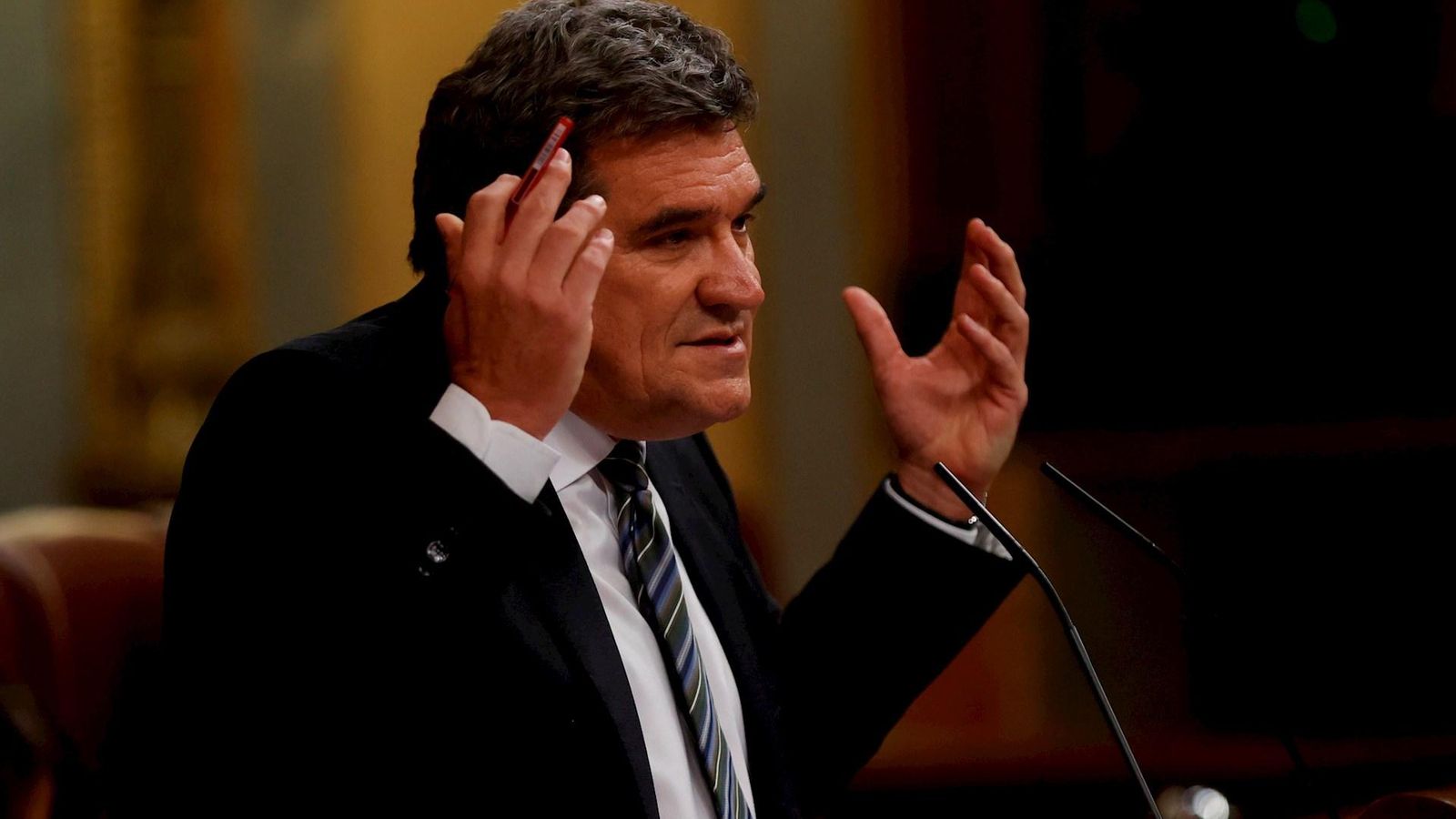 El ministre d'Inclusió i Seguretat Social, José Luis Escrivá, durant la seua intervenció al Congrés