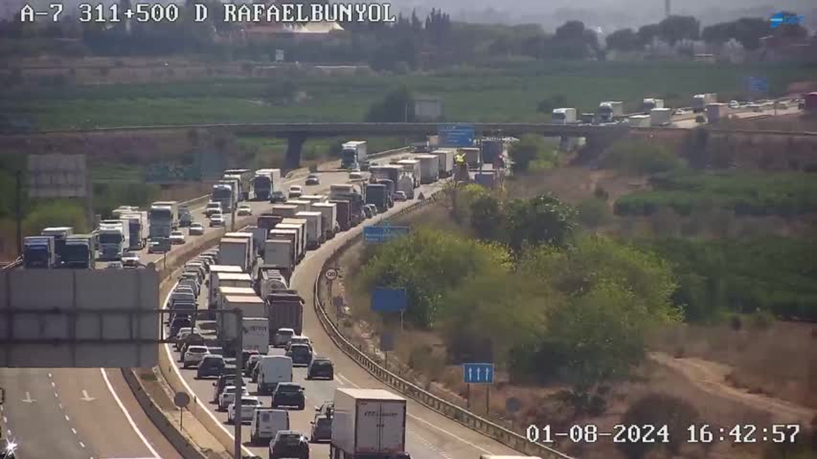 Retencions en l'A-7 a l'altura de Rafelbunyol