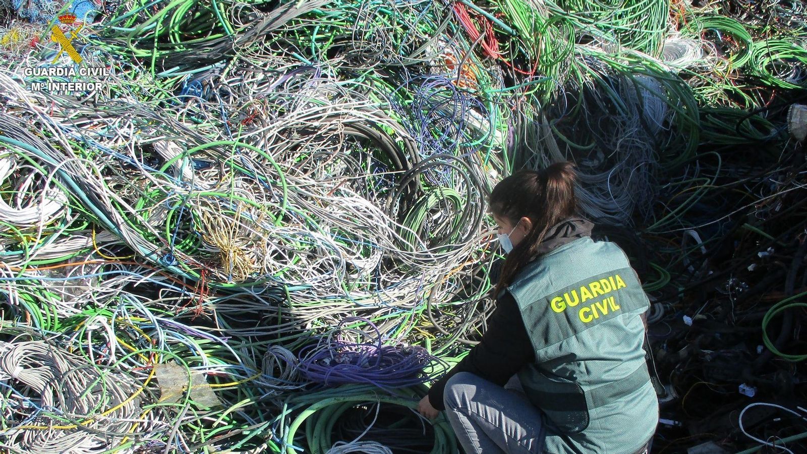 Cablejat de coure intervingut per la Guàrdia Civil