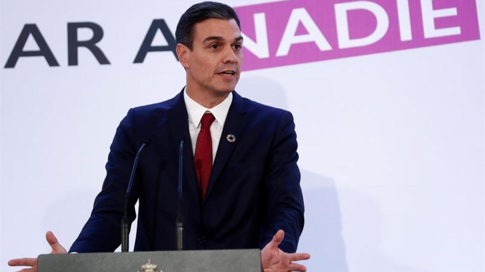 El president del govern espanyol, Pedro Sánchez, durant la compareixença davant els mitjans de comunicació