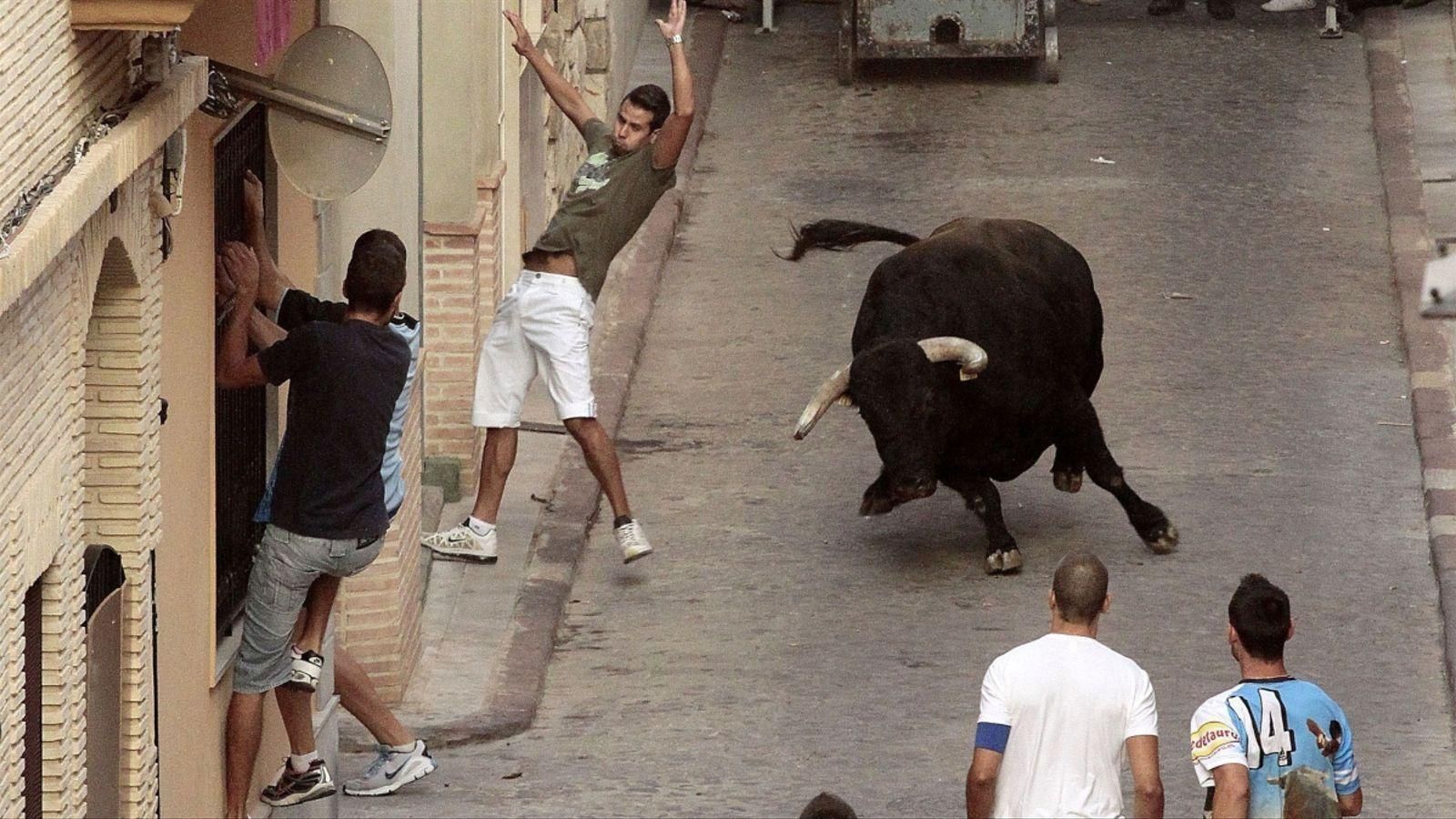 Imatge d’arxiu d’un acte taurí de bous al carrer a Puçol