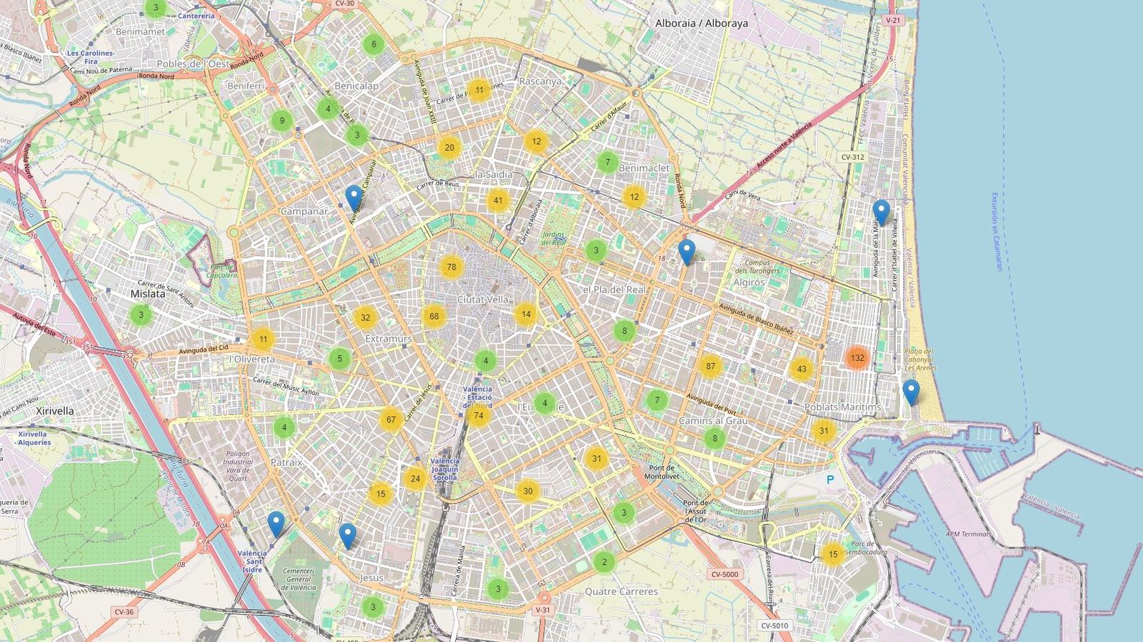 Mapa del miler de denúncies anònimes de la ciutadania a suposats pisos turístics il·legals
