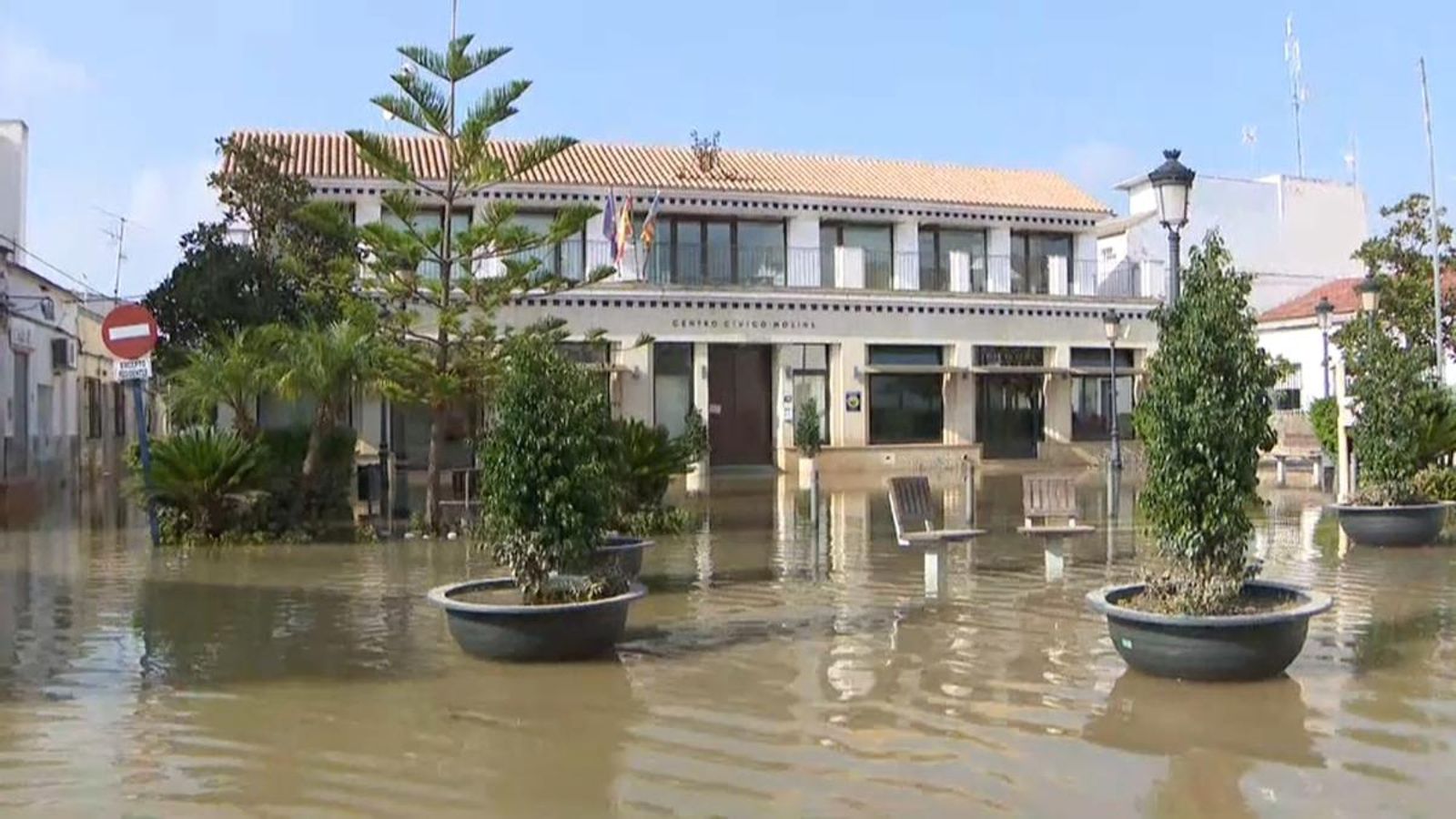 Imatge de la pedania de Molins, a Oriola, inundada per la DANA