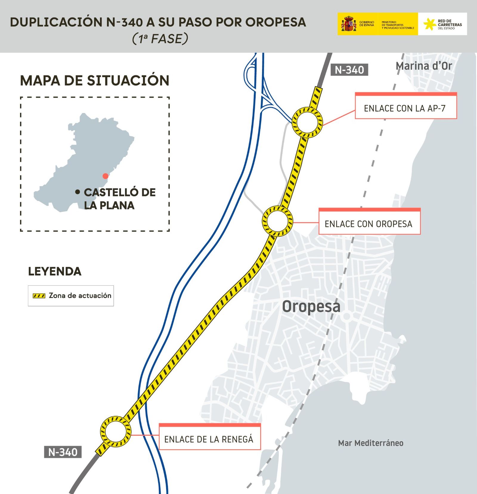 Duplicació de sis quilòmetres a l'N-340, a l'altura d'Orpesa