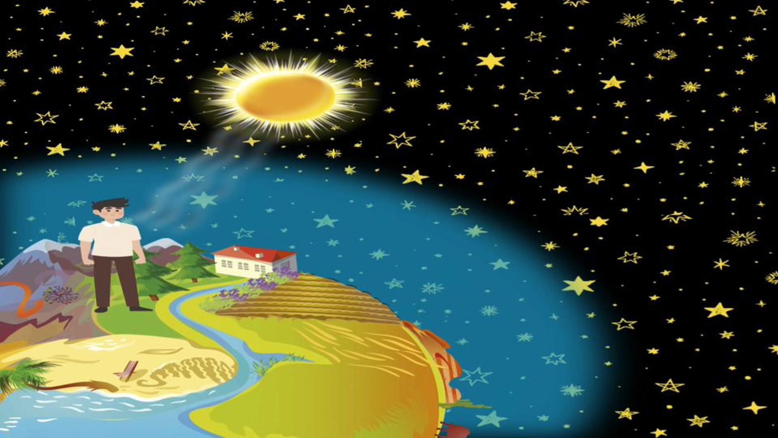 Durant el dia, les partícules i mol·lècules atmosfèriques dispersen el color blau de la llum solar, raó per la qual observem el cel d'aquest color