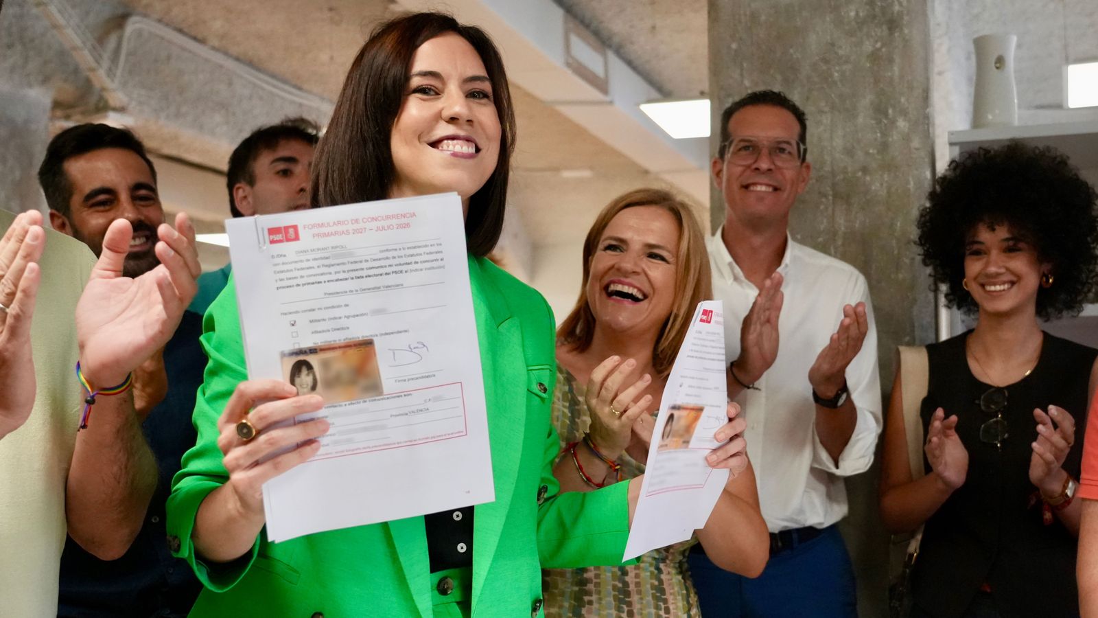 Diana Morant este dijous a la seu del PSPV a València