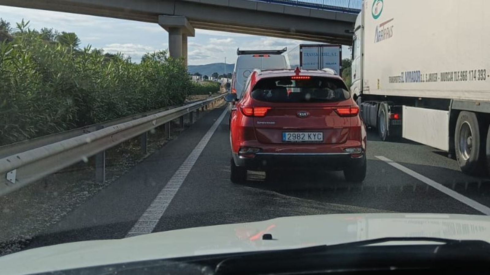 Zona de l'autopista on s'ha produït la retenció