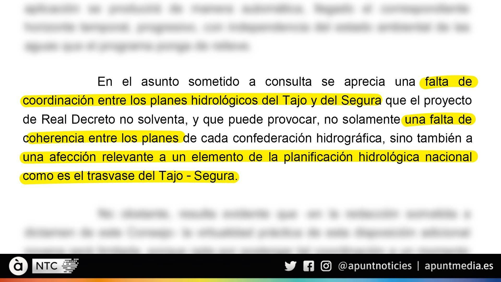 Fragment del dictamen del Consell d'Estat relatiu al projecte de Reial decret pel qual s'aprova la revisió dels plans hidrològics