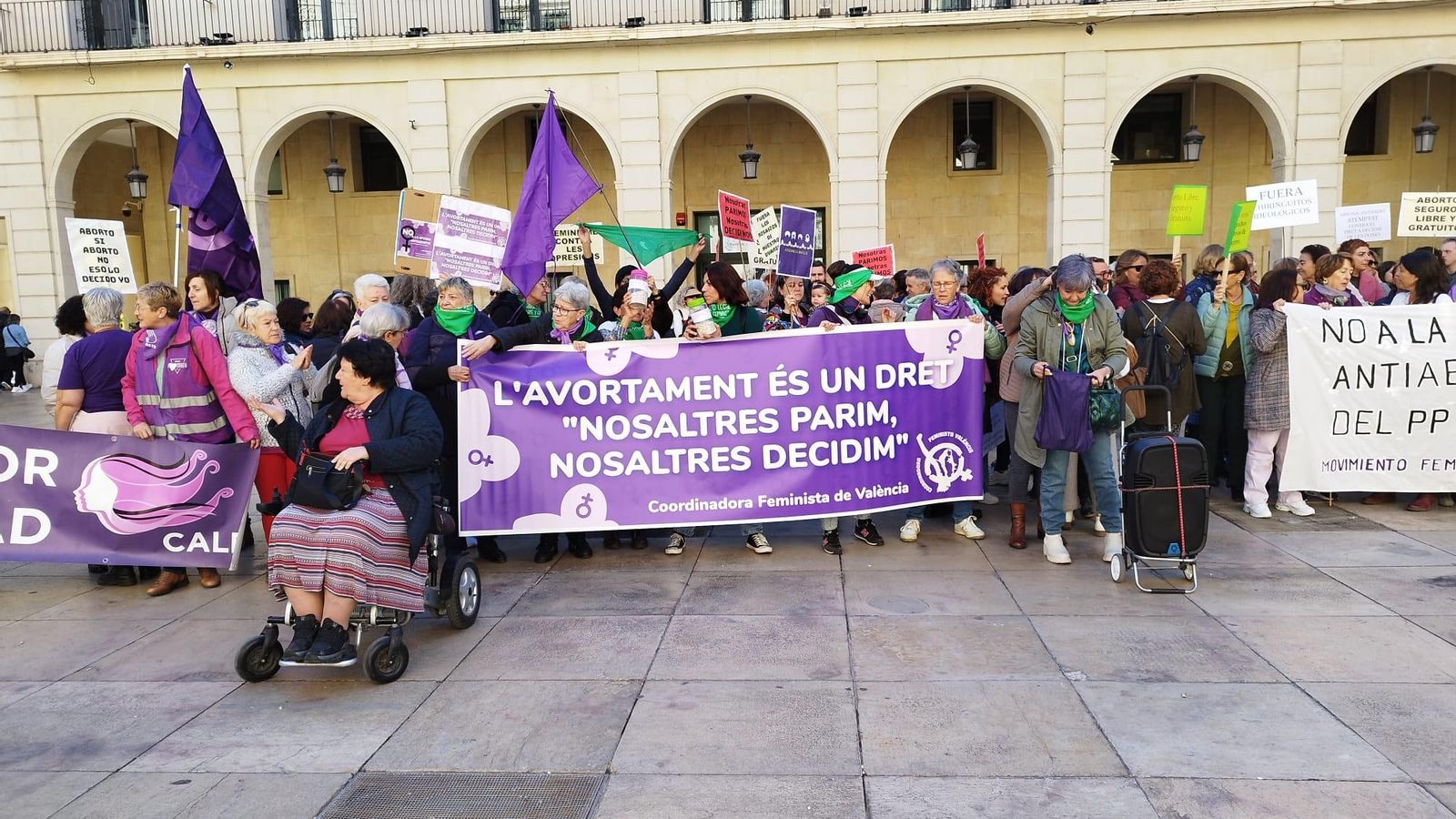 Concentració dels col·lectius feministes a la plaça de l'Ajuntament d'Alacant IMG 20240203 WA0011