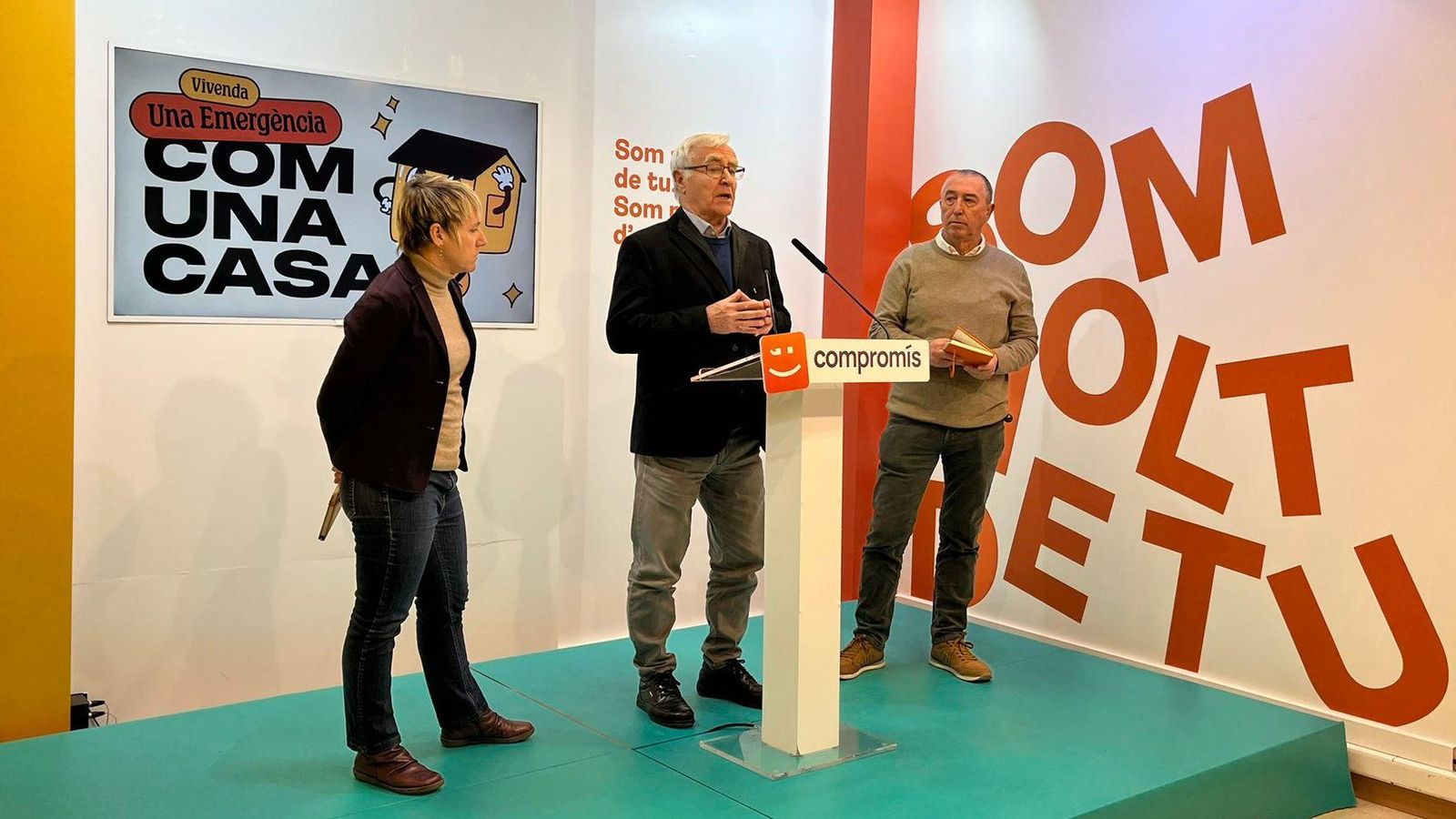 Robles, Ribó i Baldoví durant la roda de premsa aquest dilluns