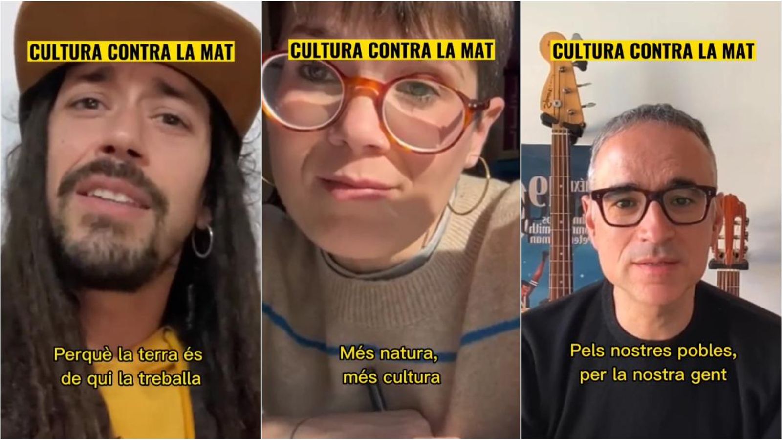 El cantant d'Auxili, Esteve Tortosa; Mireia Vives i Xavi Sarrià