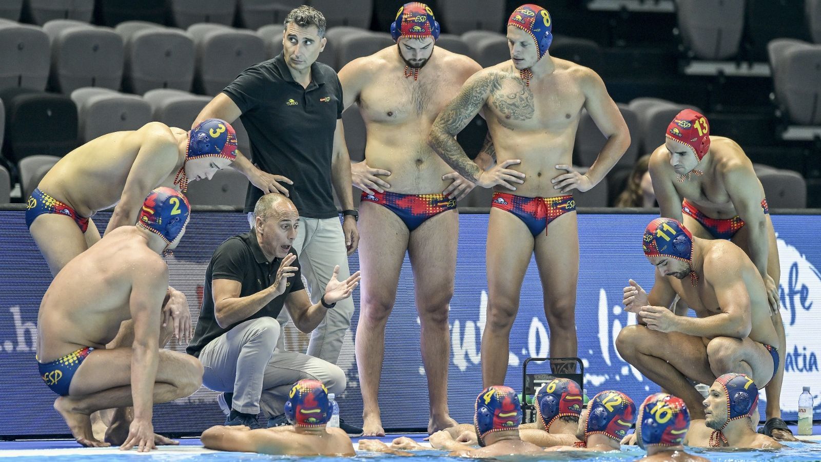 L'equip espanyol, durant un temps mort