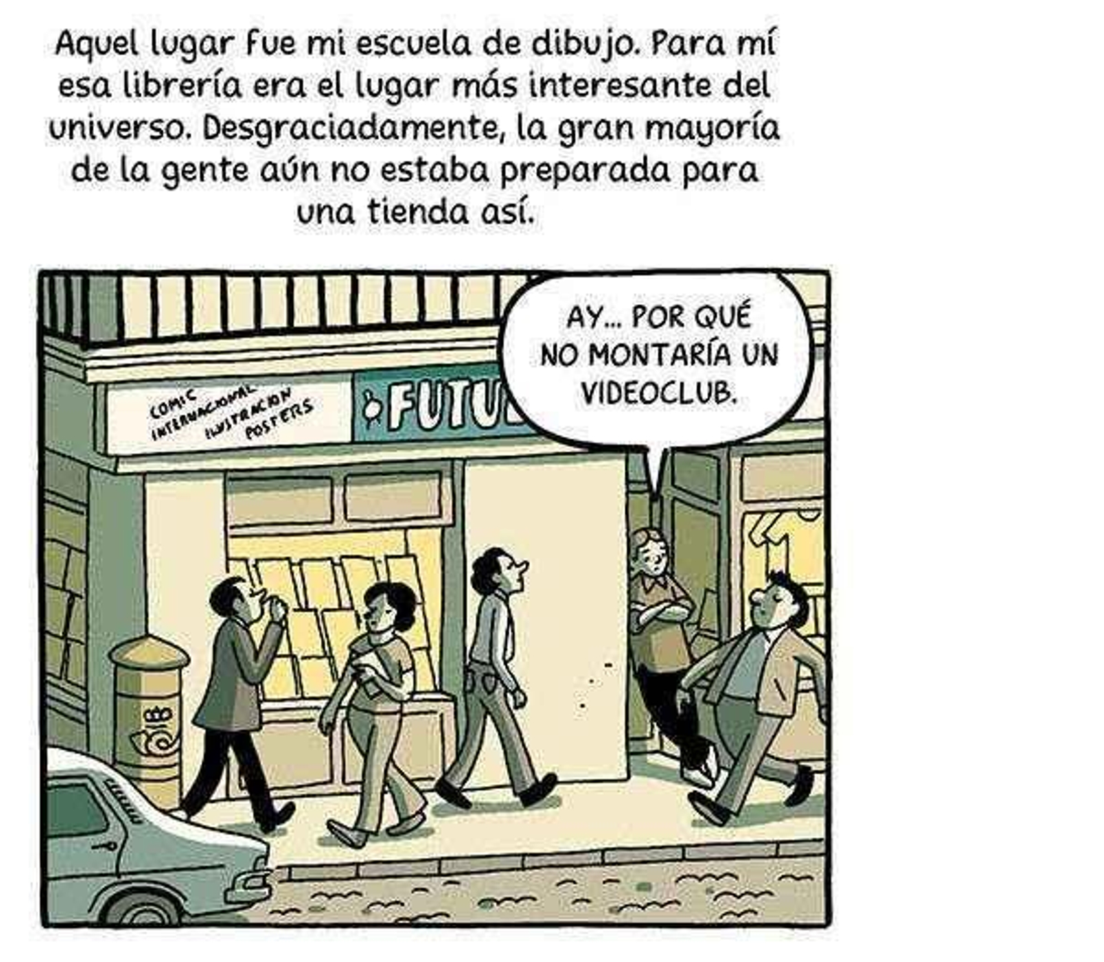 Vinyeta de Paco Roca a la llibreria Futurama