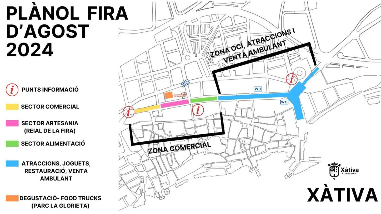 Ubicació de les parades que compren la Fira de Xàtiva enguany
