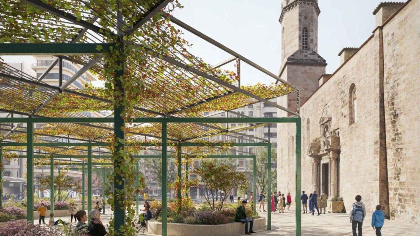 Previsió de com quedarà la plaça de Sant Agustí de València després de la reurbanització
