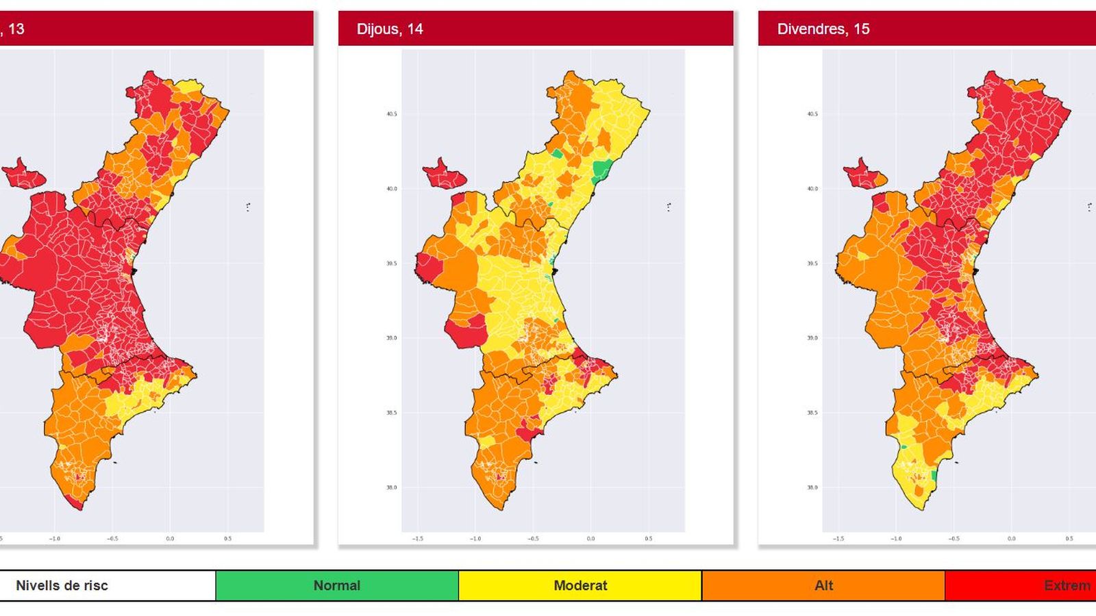 Previsions del sistema de vigilància de temperatures de la conselleria de Sanitat Universal