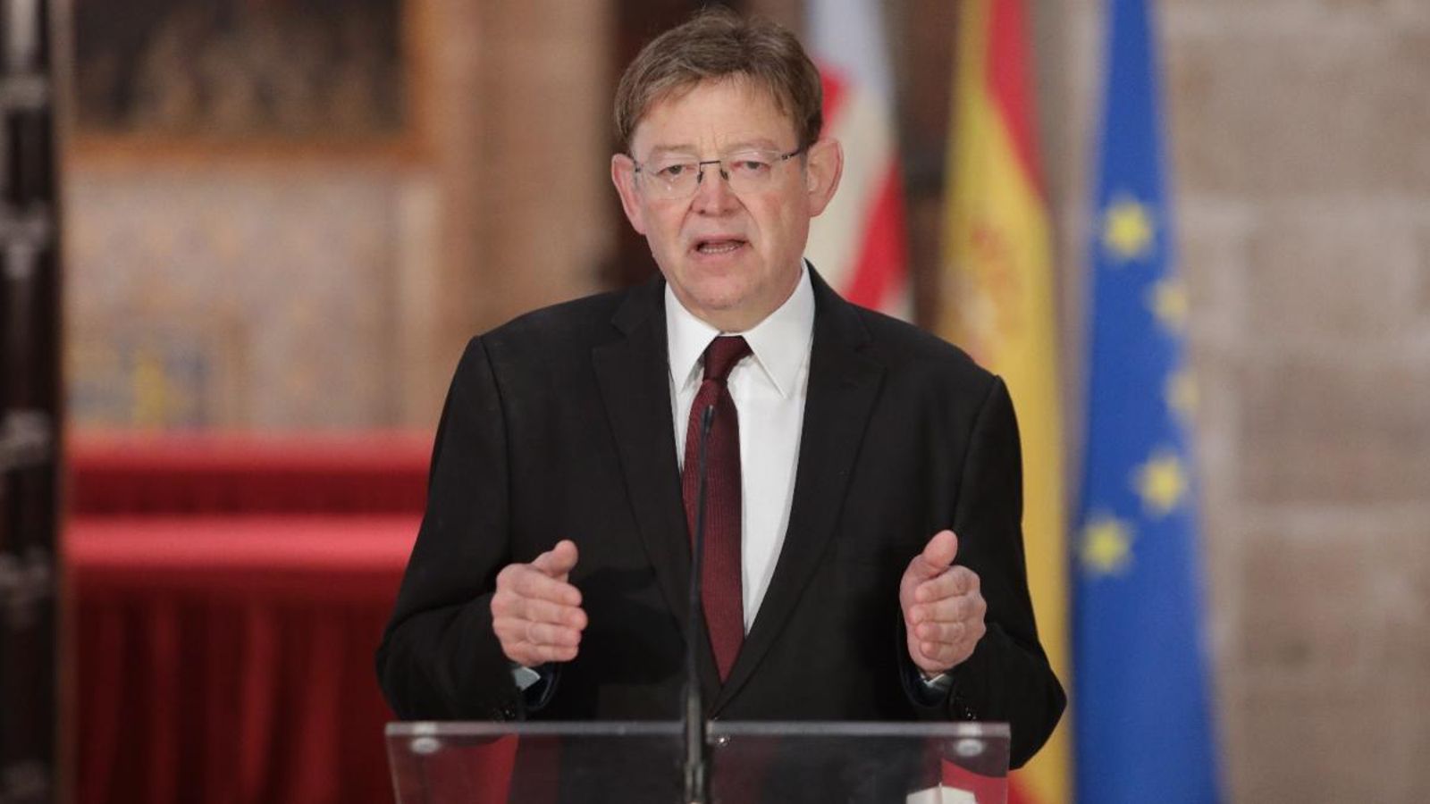 El president de la Generalitat, Ximo Puig, en la compareixença d'aquest dissabte