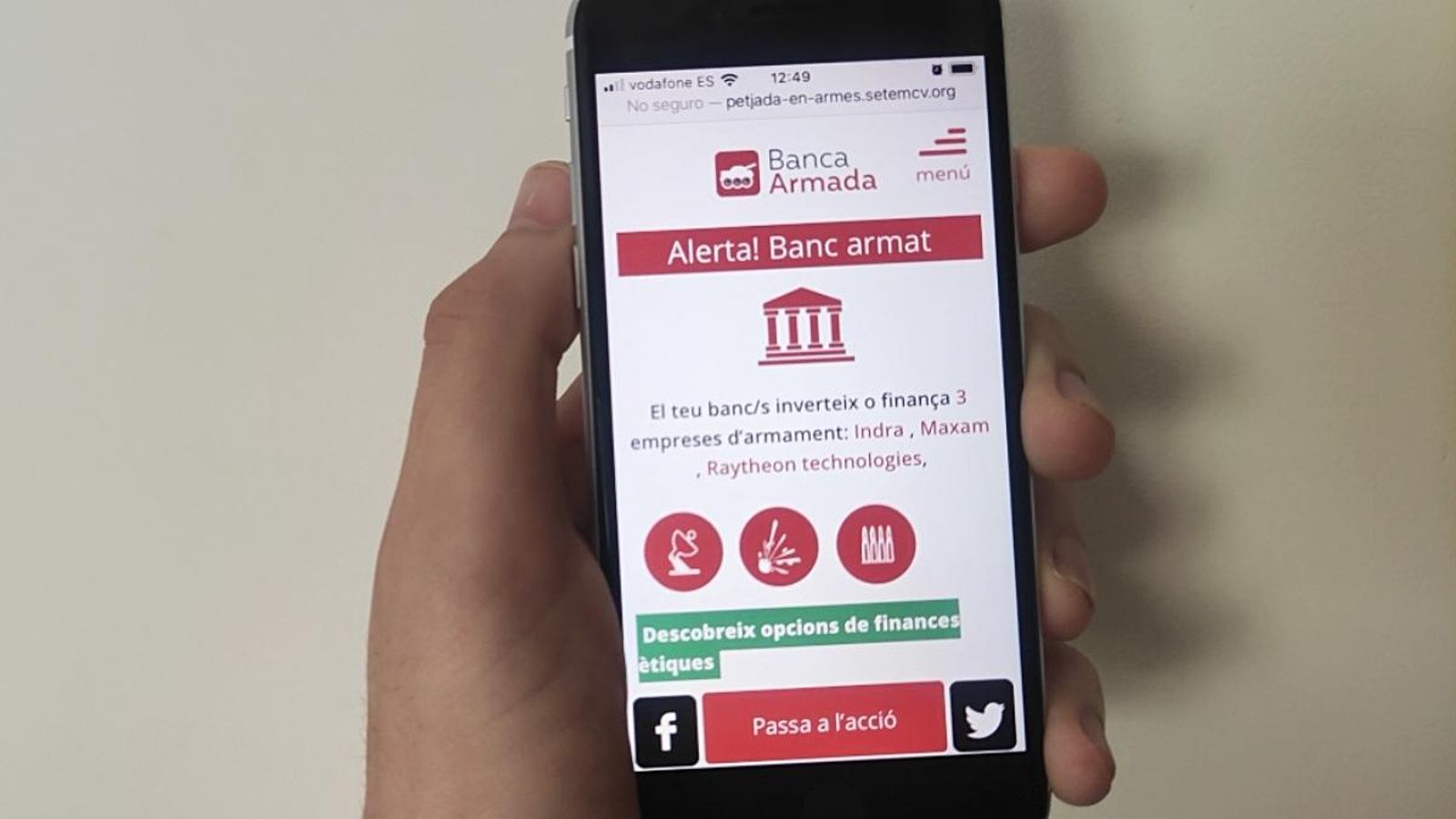 Resultats d'una consulta en la webapp sobre Bankia