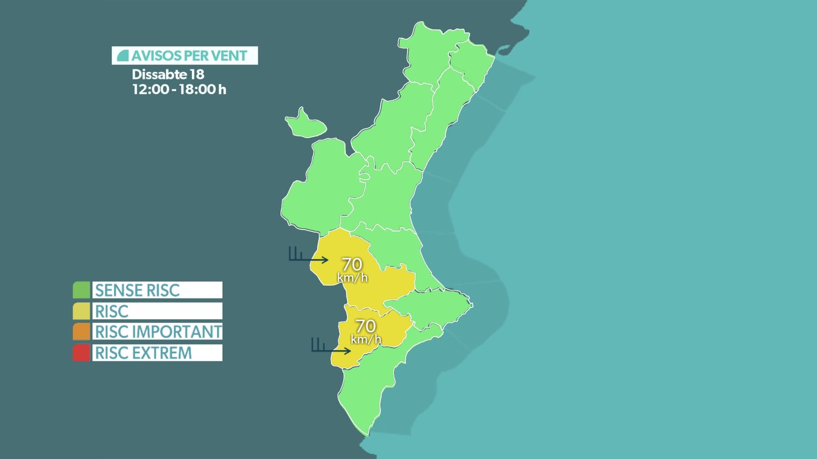 L'Aemet ha decretat avís groc per vent