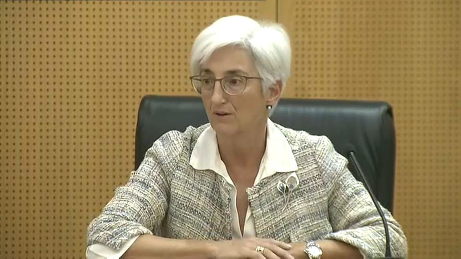 La fiscal general de l'Estat, María José Segarra, en la roda de premsa que ha oferit